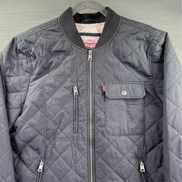 Levis Jacket Women XL Diamond Quilted Vintage Black Coat Pockets Media Line Gorp - Picture 1 of 13